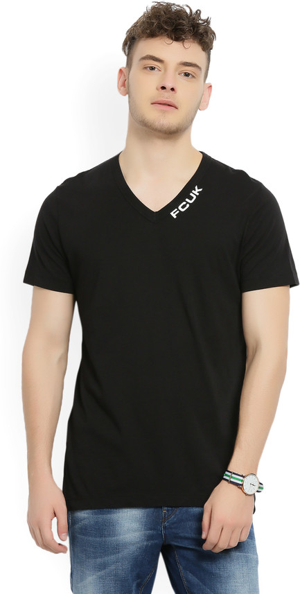 French Connection Solid Men V-Neck 