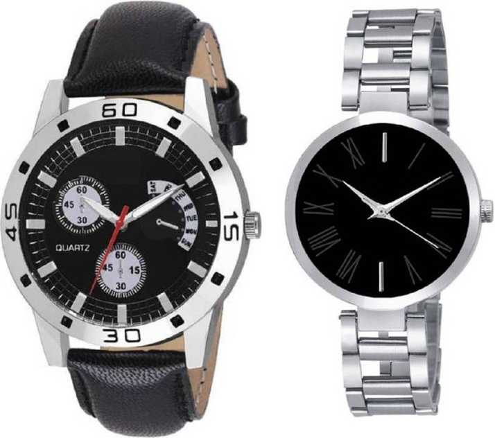 Montres New Designer Black Dial Couple Combo Set Of 2 Boys Girls Analog Watch For Men Women Buy Montres New Designer Black Dial Couple Combo Set Of 2