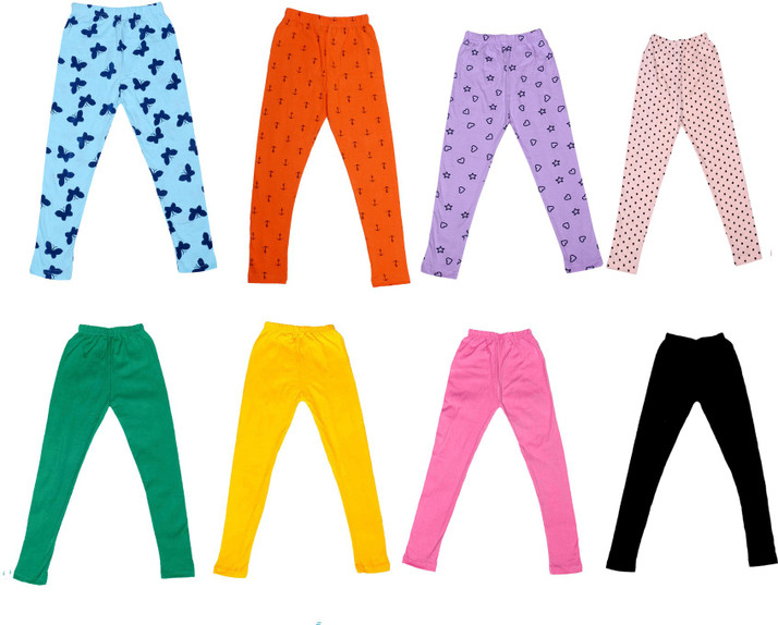 Indistar Girls Super Soft and Stylish Cotton Printed Churidar Legging Pants Pack of 3