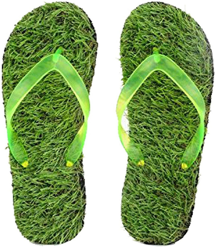 green grass slippers