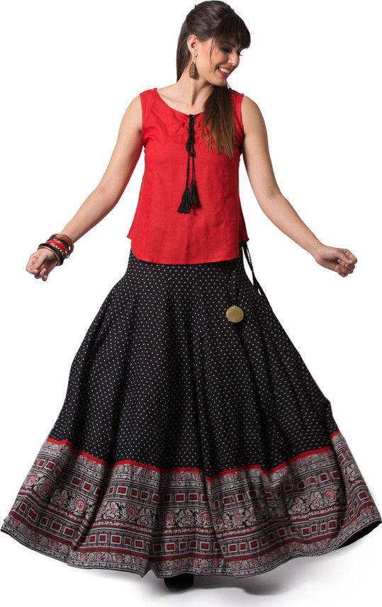Maybell Women Ethnic Top and Skirt Set 