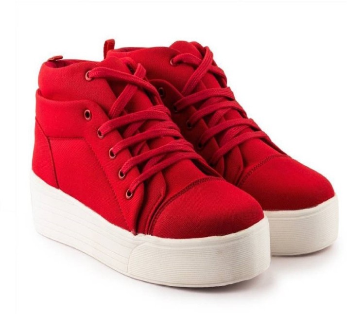 red color sneakers