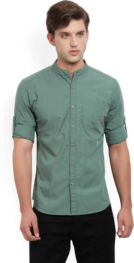 HIGHLANDER Men Solid Casual Green Shirt 