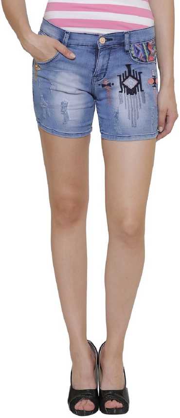 Glory Embroidered Women Denim Light Blue Denim Shorts Buy Glory