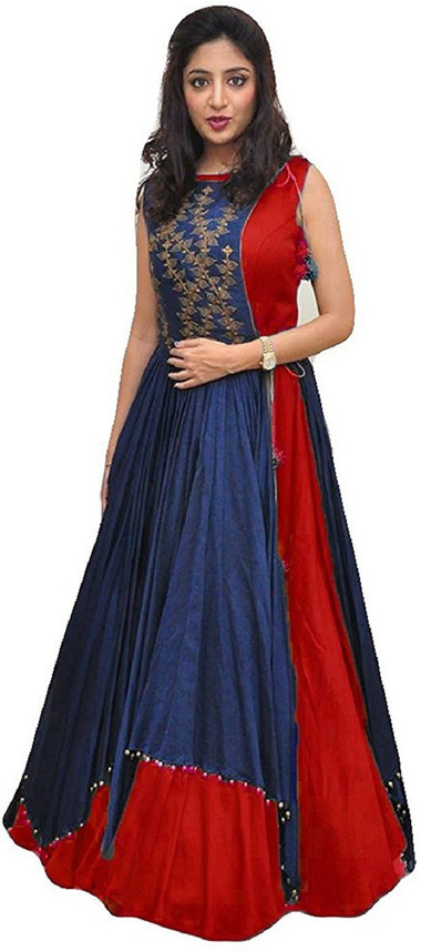 blue red gown