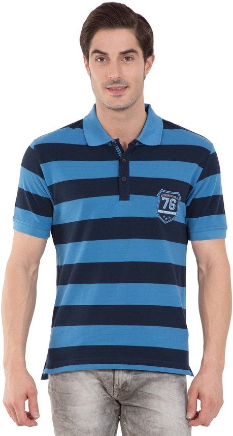 JOCKEY Striped Men Polo Neck Dark Blue 