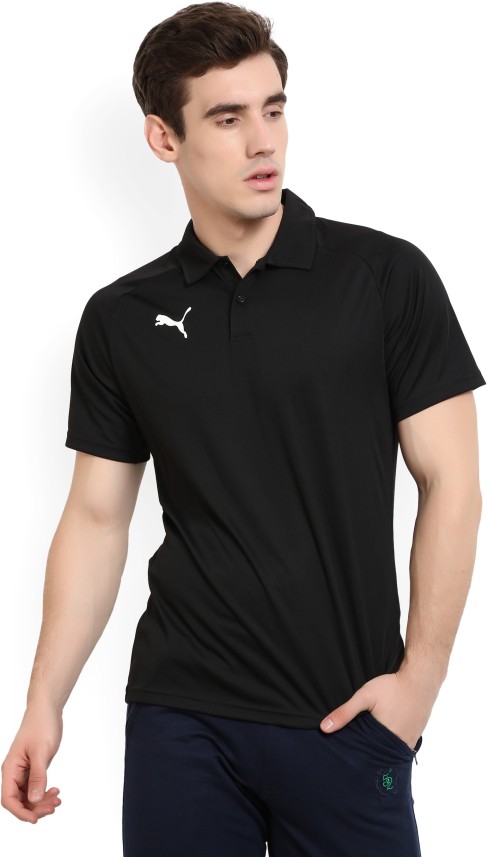 Puma Solid Men Polo Neck Black T-Shirt 