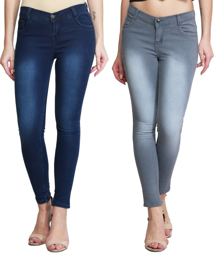 Buy A-Okay Slim Women Blue, Grey Jeans 