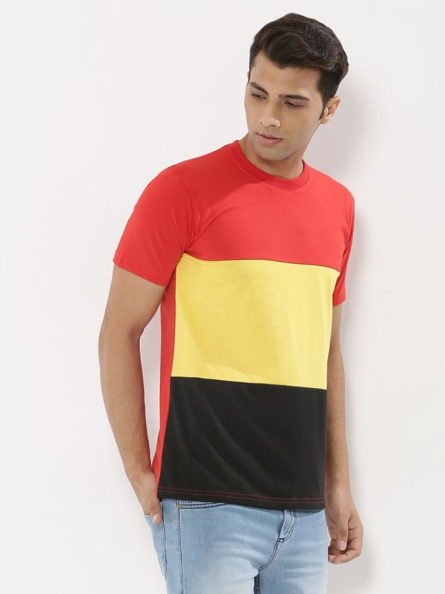 black yellow and red shirt