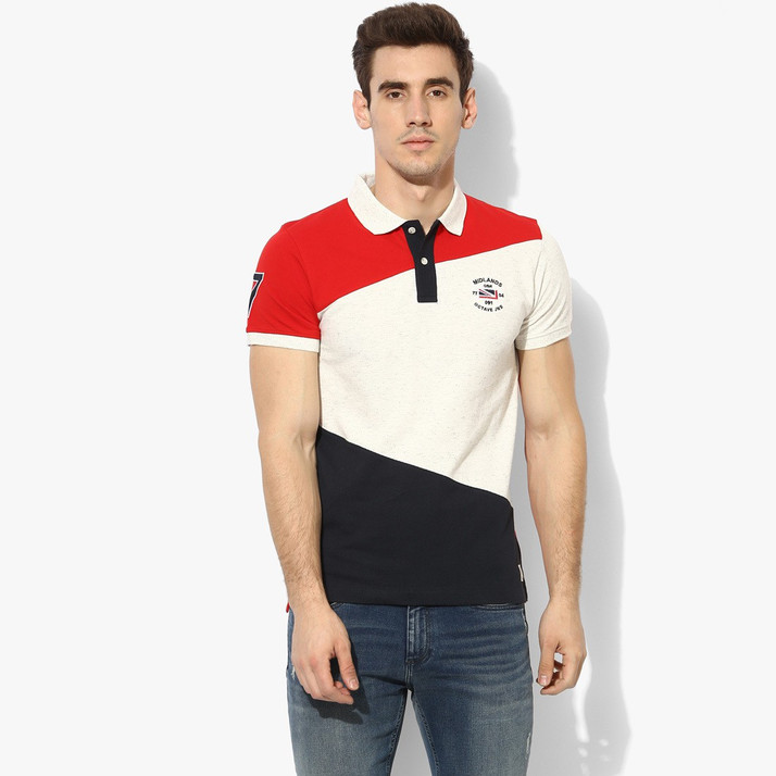 Octave Printed Men Polo Neck Red T 