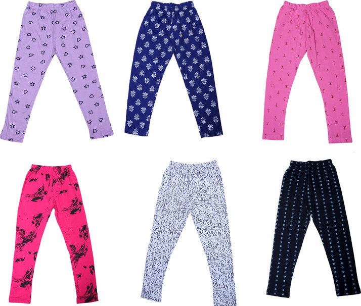 Pack of 5 Indistar Girls Super Soft and Stylish Cotton Printed Legging Pants
