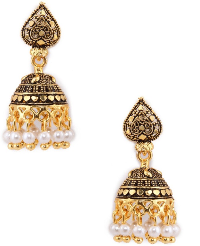 Indian Goldtone Jhumki Earring Set Traditional Bollywood Jewelry BSE7034A-PAR 