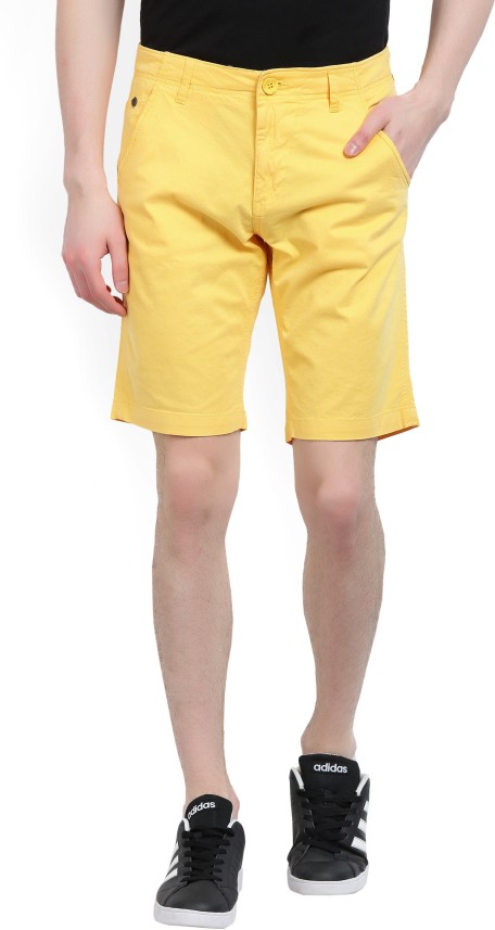 mens mustard chino shorts