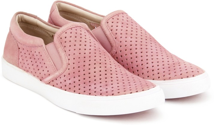 pink slip on sneakers
