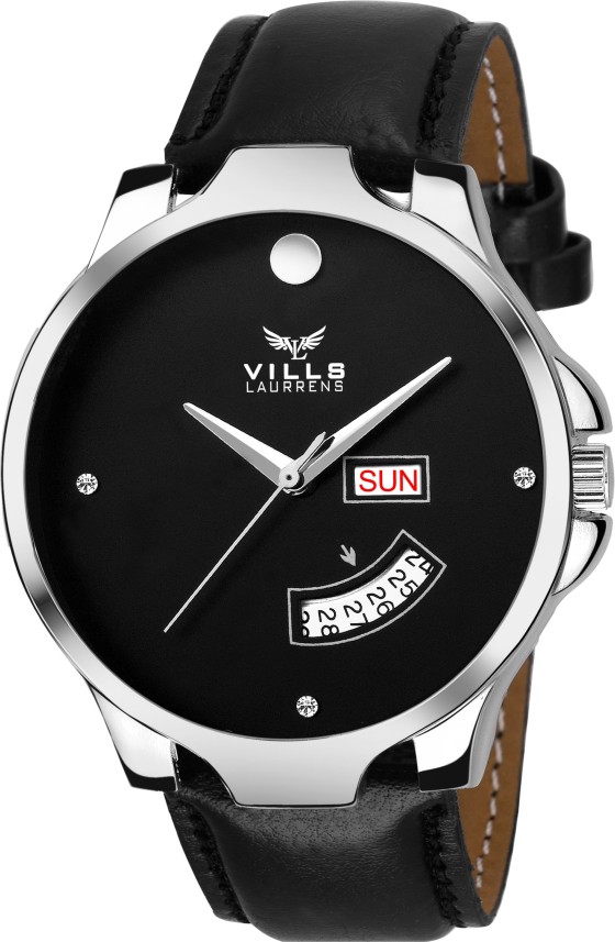 vills laurrens analogue black dial day and date series men's watch