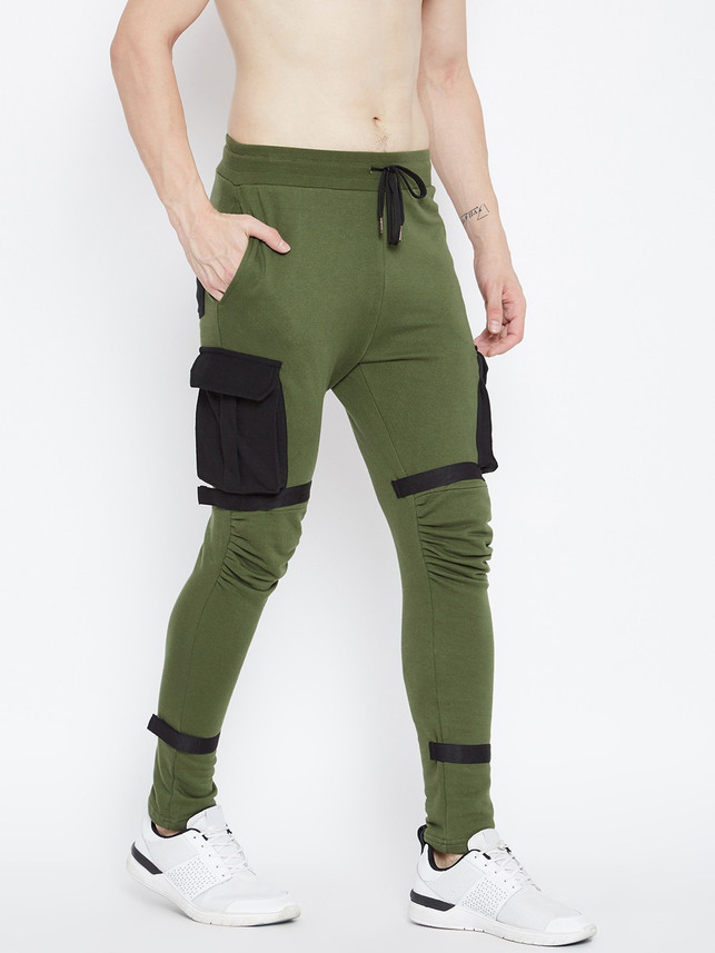fugazee solid men's black track pants