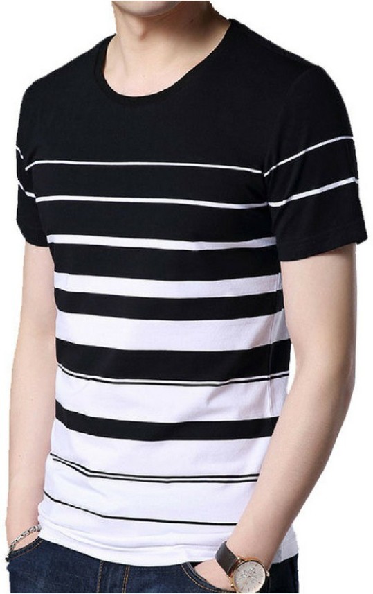 black and white striped t shirt flipkart