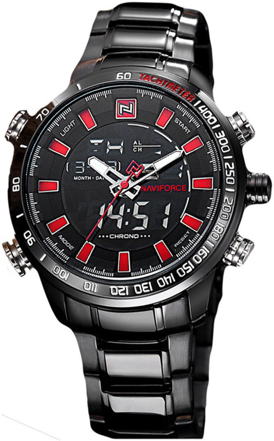 black analog digital watch