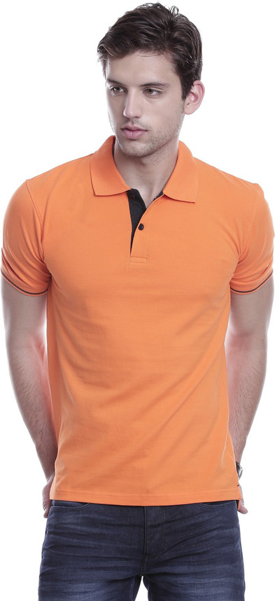 Forever Solid Men Polo Neck Orange 