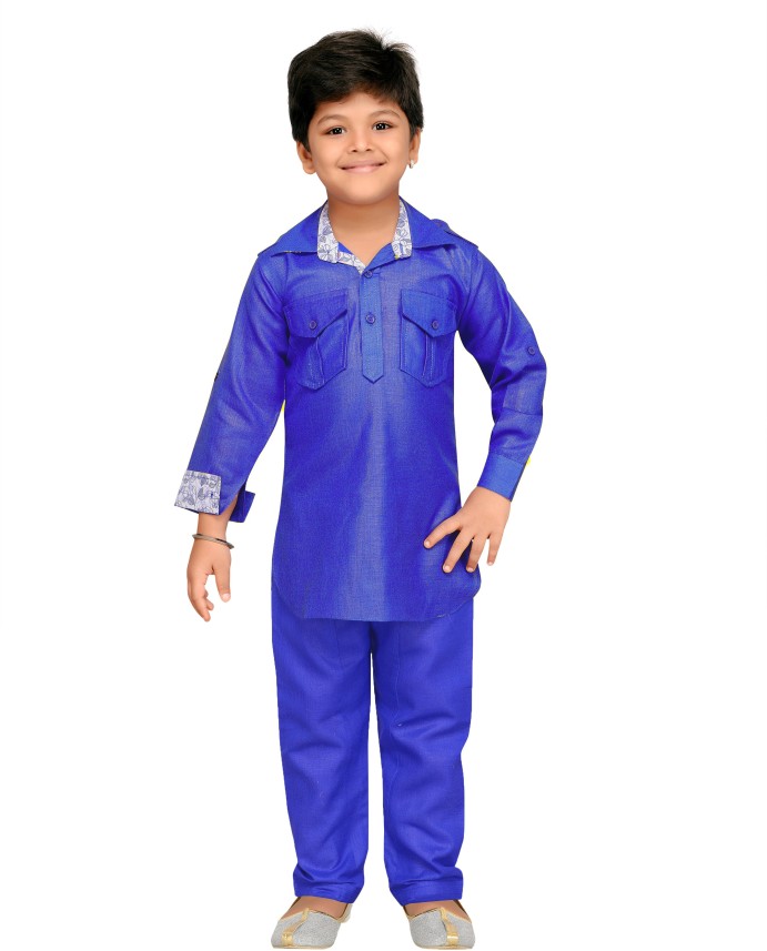 ROYAL Indian Traditional Festive Mens Linen Pathani Suit Blue