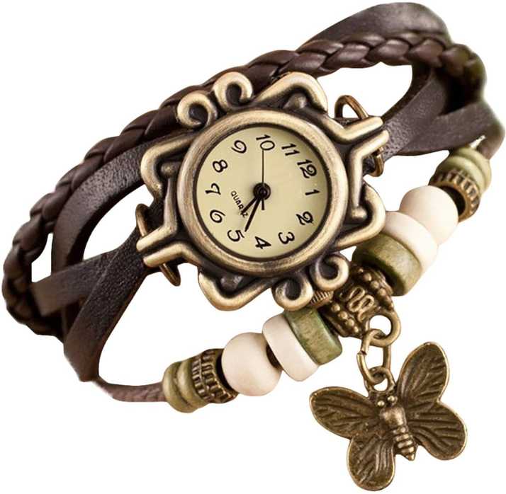 Ithano Vintage Bracelet Wrist Watch With Butterfly Pendant Brown Strap Analog Watch For Women Buy Ithano Vintage Bracelet Wrist Watch With Butterfly Pendant Brown Strap Analog Watch For Women