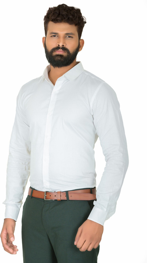 KAPDA KING Men Solid Casual White Shirt 