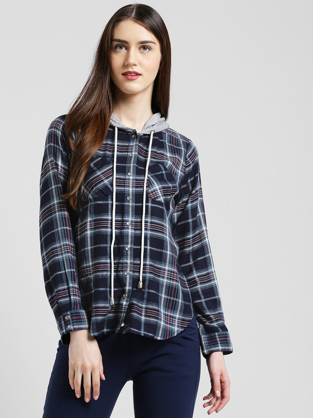 TEXCO Women Checkered Casual Blue, Grey 