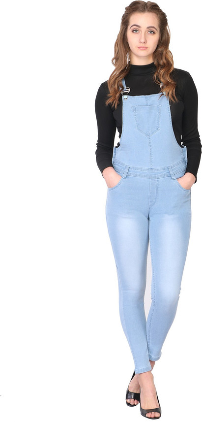 Sfine Women Light Blue Dungaree - Buy 