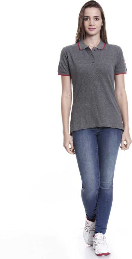 Outfit Style Forever Solid Women Polo Neck Grey T Shirt Buy
