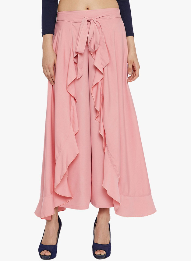 BITTERLIME Flared Women Pink Trousers 