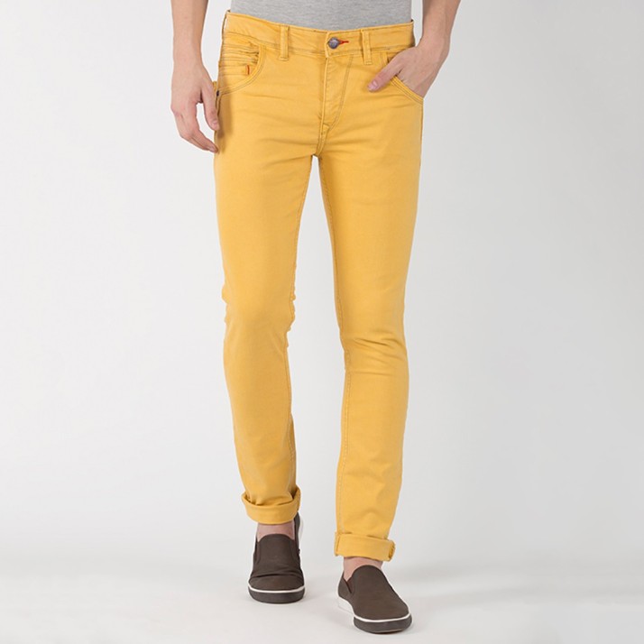 Road Cross Slim Men Yellow Jeans - Buy 