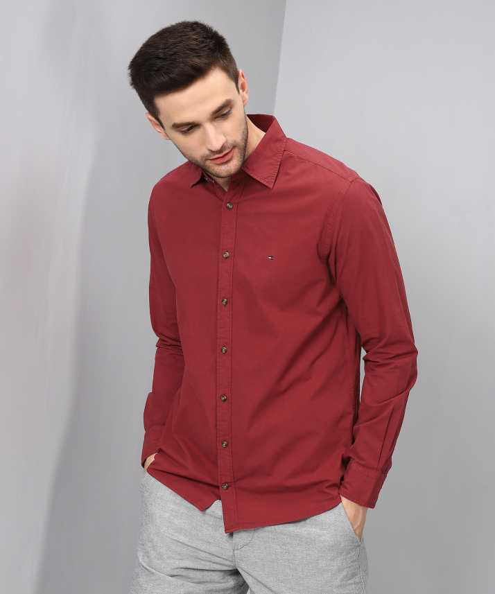 TOMMY Men Solid Casual Red Shirt Red TOMMY HILFIGER Men Casual Red Shirt Online at Best Prices in India | Flipkart.com