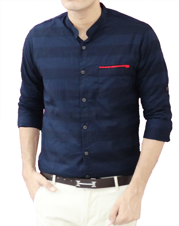 Buy Navy blue FUBAR Men Striped Party 