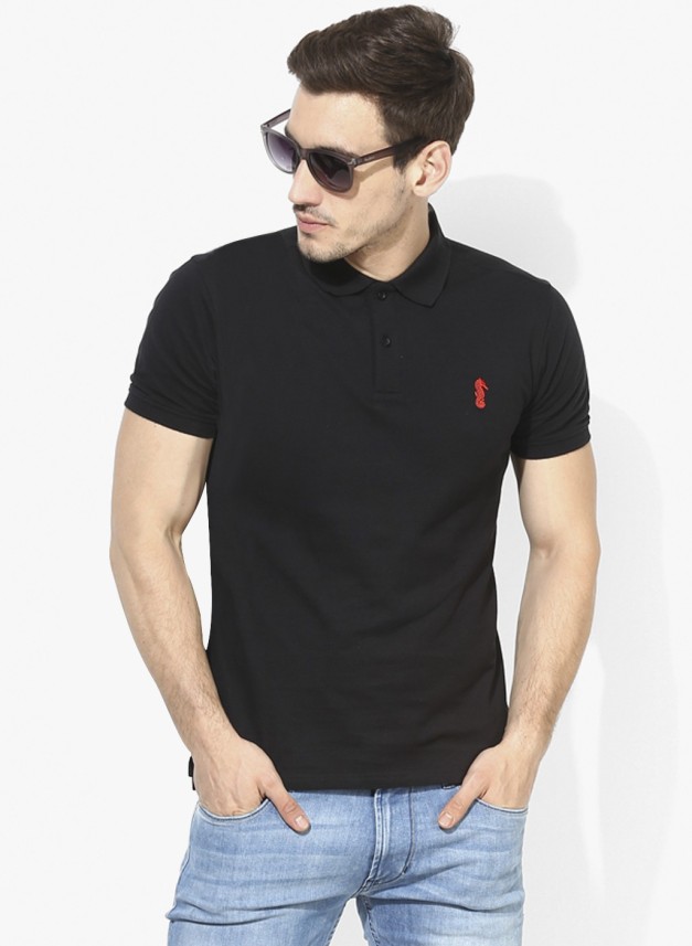 polo neck black t shirt