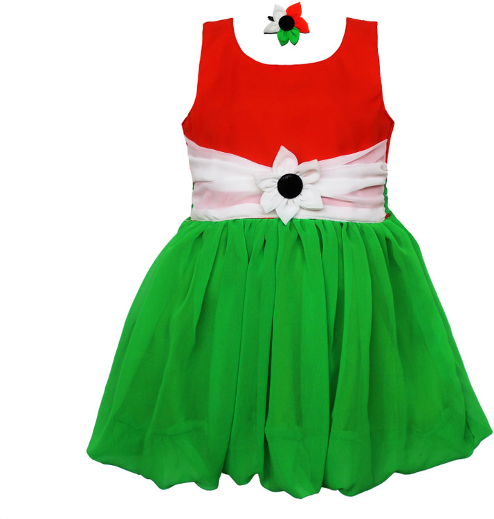 tri colour dress for baby girl