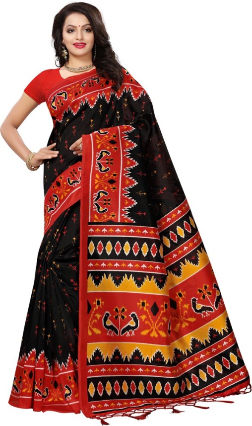 red and black saree flipkart