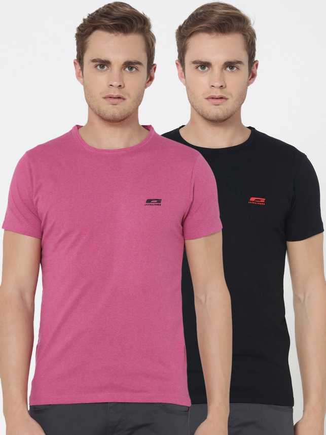 Jack Jones Solid Men Round Or Crew Pink Black T Shirt Buy Jack Jones Solid Men Round Or Crew Pink Black T Shirt Online At Best Prices In India Flipkart Com