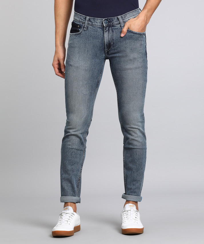 lee skinny men's blue jeans