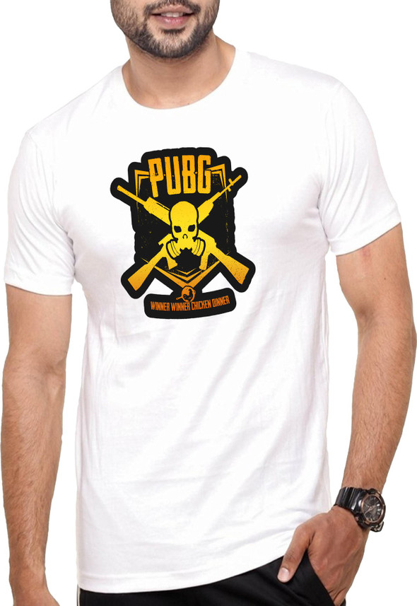 Printed Men Round Neck White T-Shirt 