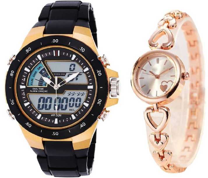 Cosmic X 1110 Multi Function Dual Time Watch With Designer Dual Hearts Dial And Strap Fancy And Stylish Women Analog Digital Watch For Boys Girls Buy Cosmic X 1110 Multi Function Dual Time Watch
