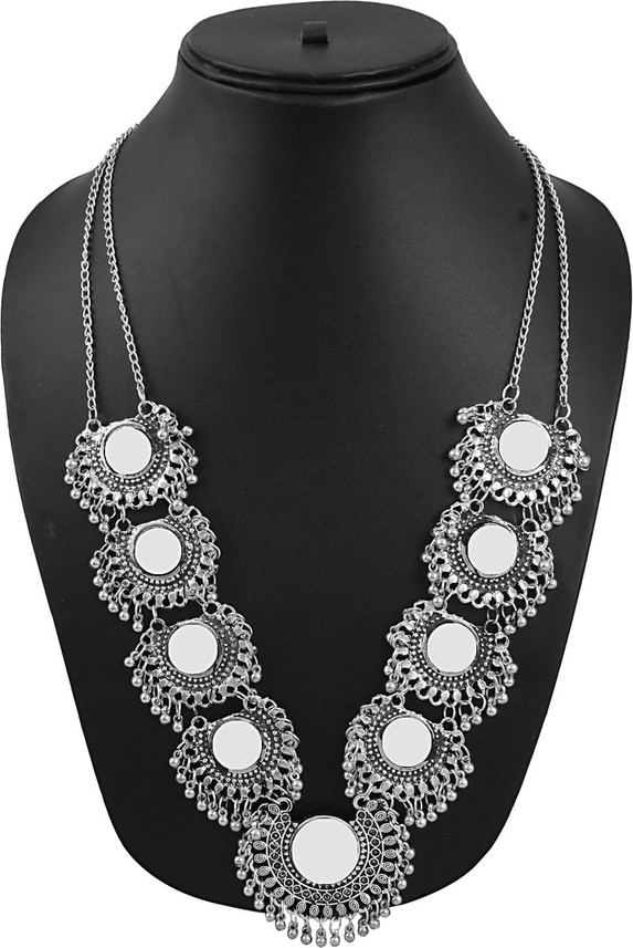 ZIKU JEWELRY Long AFGANI Bohemian Tribal Oxidized Silver Beaded Drop Earring for Women /& Girls