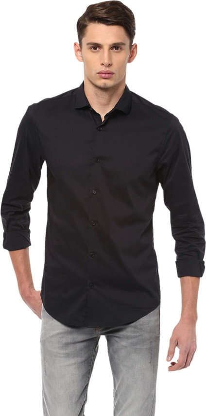 Vijay Men Solid Formal Black Shirt 