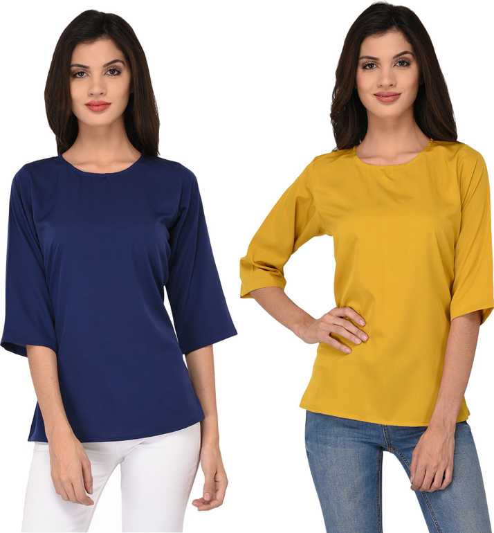 Girl S Era Casual 3 4 Sleeve Solid Women Multicolor Top Buy