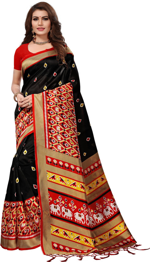 Ratnavati Floral Print Ikkat Art Silk 