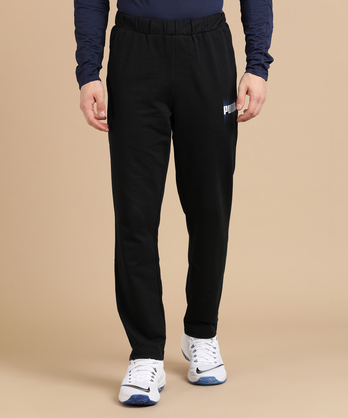 puma solid men's black track pants