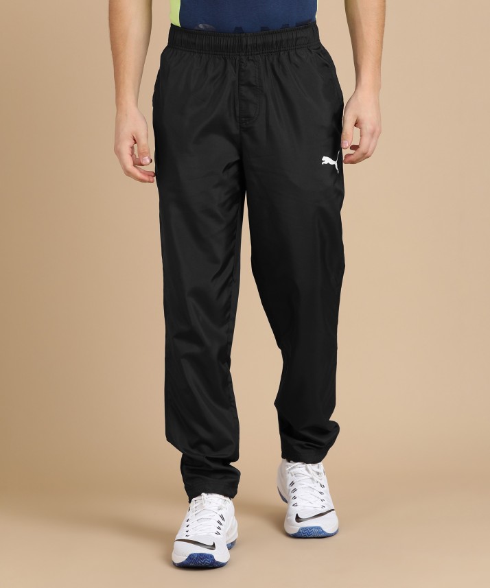 puma solid men's black track pants