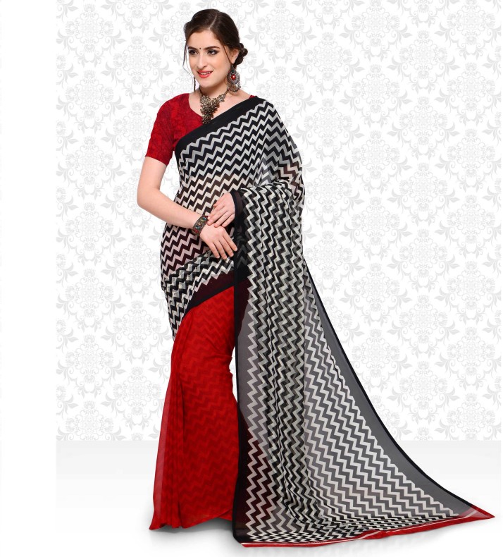 red and black saree flipkart