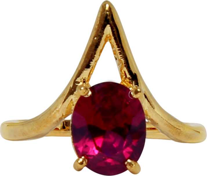 Omkar Jewel Triangle Mountain Design Oval Ruby Gemstone Design