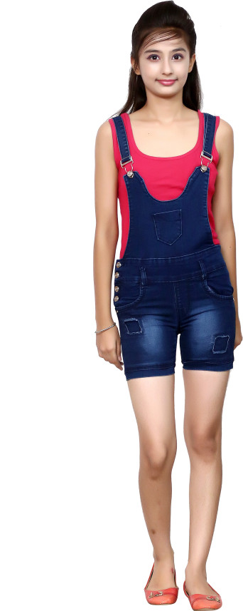 ELENDRA Dungaree For Girls Casual Solid 