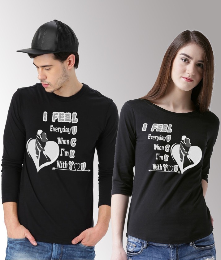 black t shirt couple